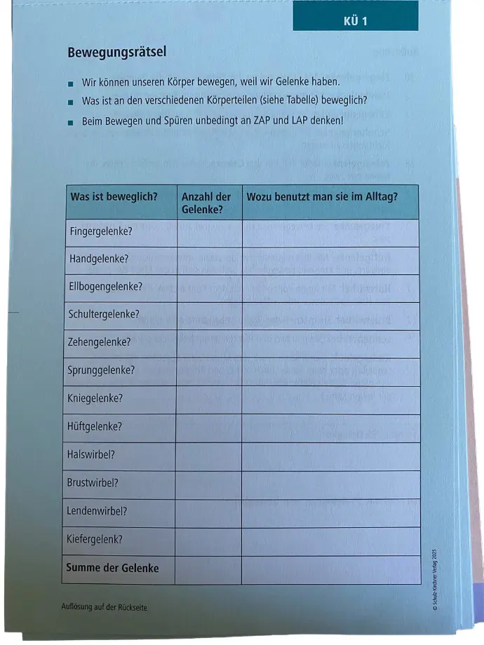 Inhalt: Bewegungsrätsel