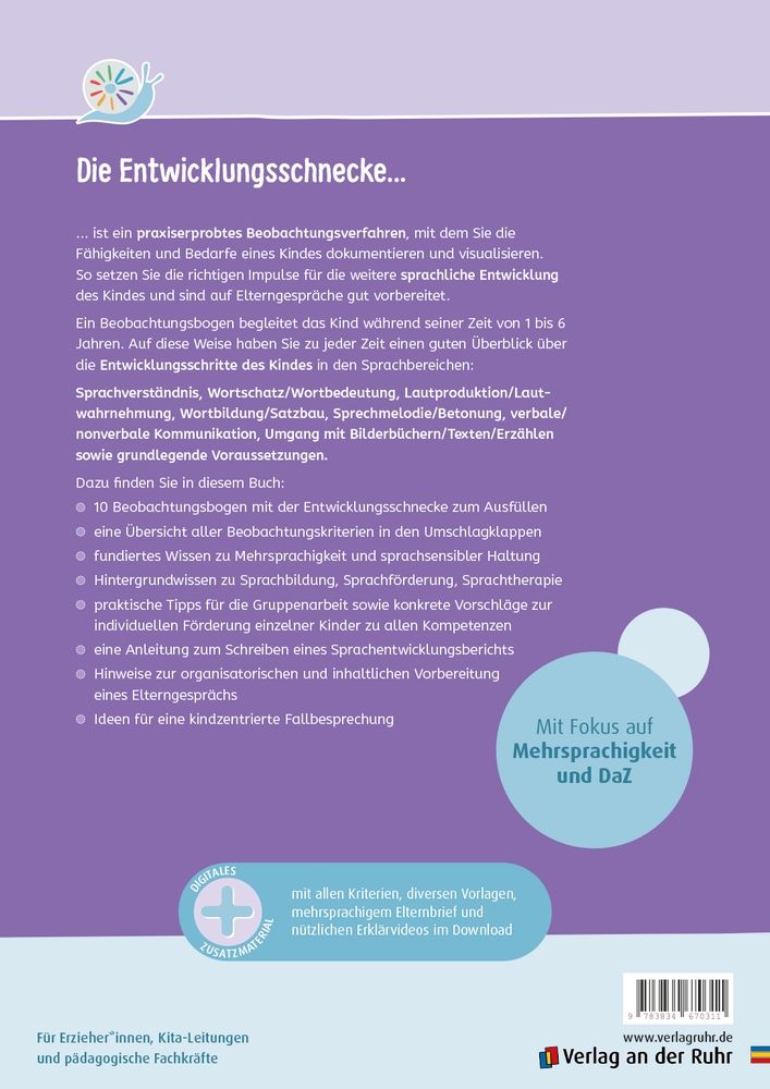 Der Beobachtungsbogen Sprachentwicklung von 1–6 Jahren mit der Entwicklungsschnecke​