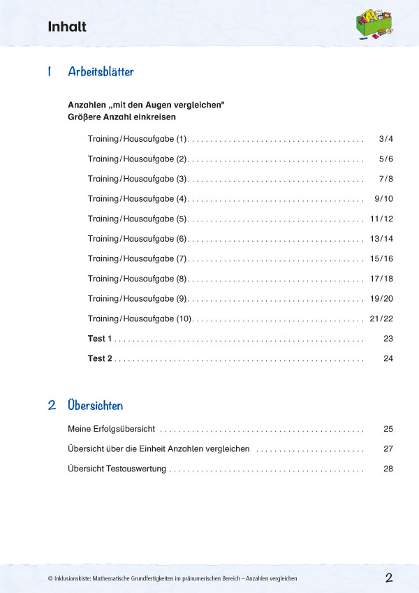 Math. Grundfertigkeiten: Anzahlen vergl. PDF