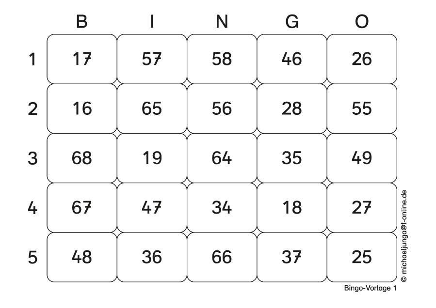 Lern-BINGO 5A Subtraktion (ZE-E=ZE m.Ü) bis 100 PDF