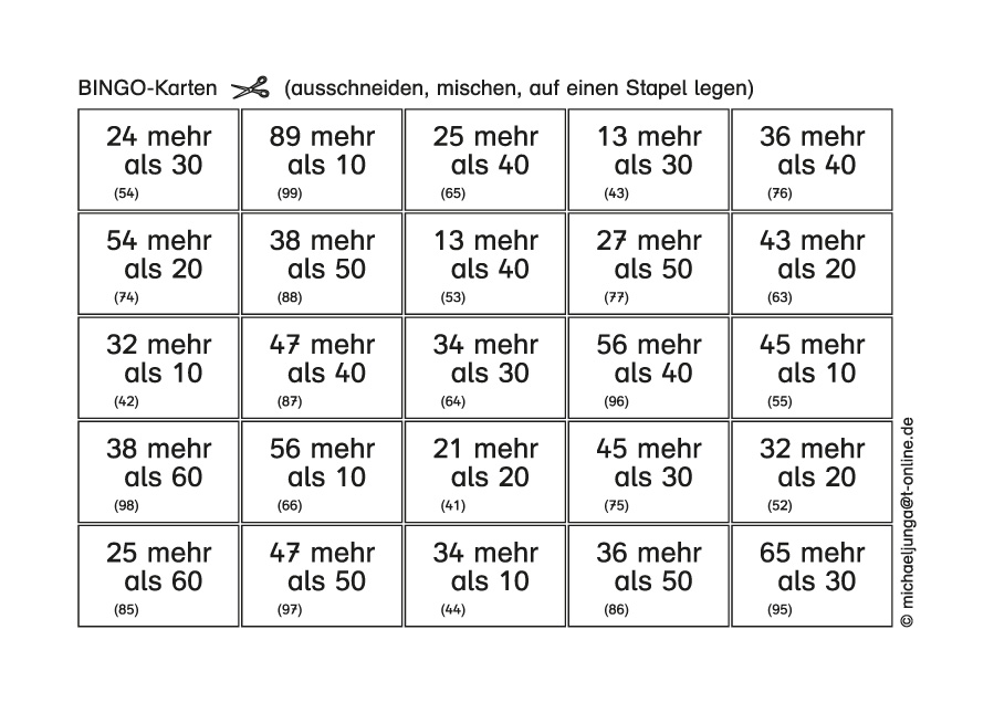 Lern-BINGO 7B Addition (Z+ZE=ZE o.Ü.) bis 100 PDF