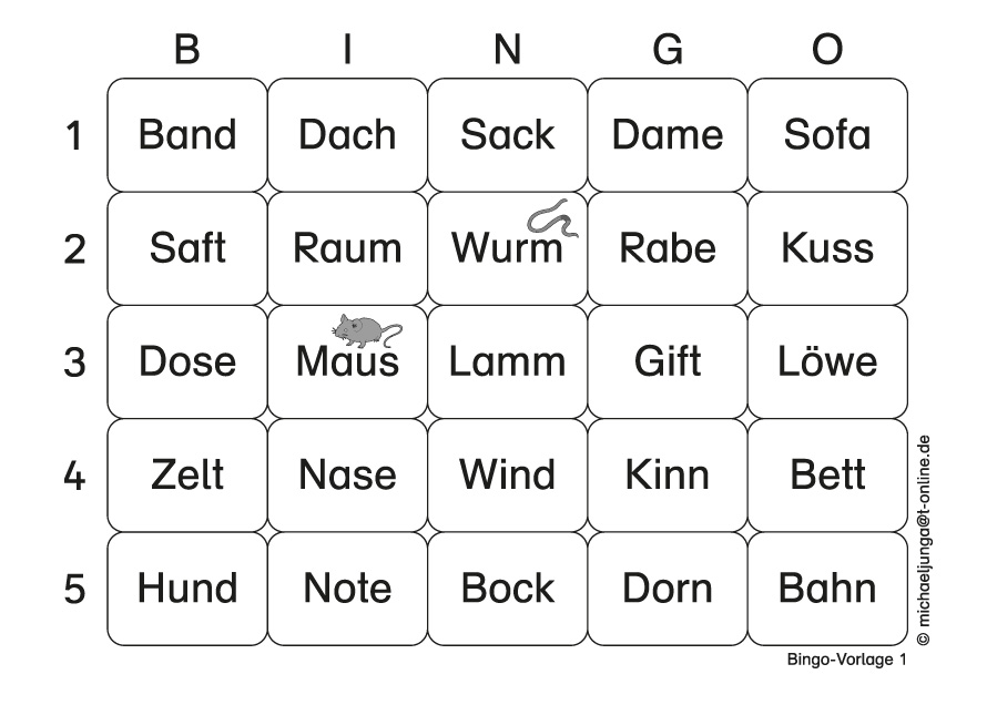 Lern-BINGO 24 Reimwörter 1 PDF