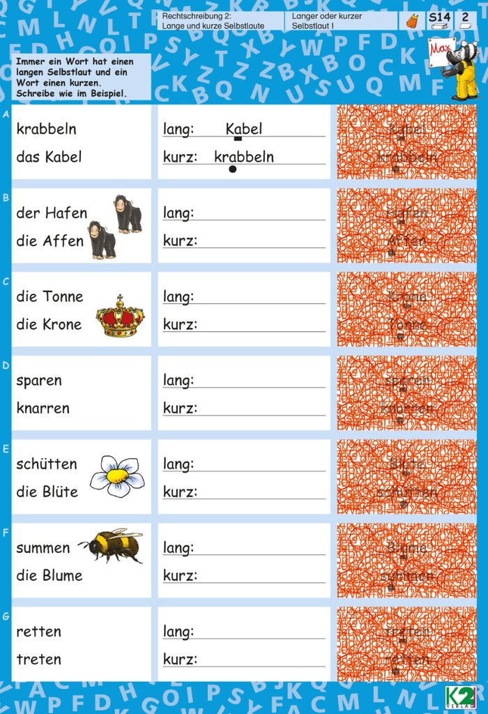 Max Rechtschreibung 2: Lange/kurze Selbstlaute