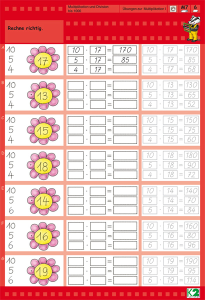 Max Lernkarten bis 1000 Multiplikation Division 