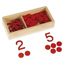Ziffern und Chips, in Holzbox "Montessori Premium"