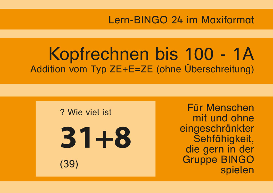 Lern-BINGO 1A Addition (ZE+E=ZE o.Ü.) bis 100 PDF