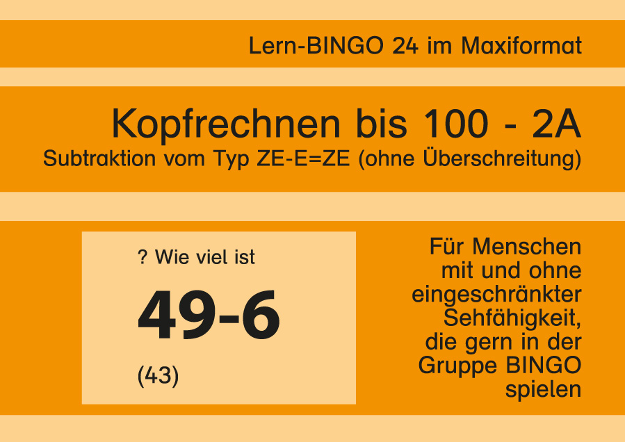 Lern-BINGO 2A Subtraktion (ZE-E=ZE o.Ü.) bis 100 PDF